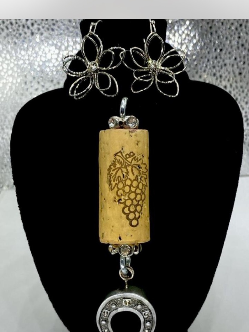 Custom ^^^Handcrafted Cork Pendant Necklace / Earrings “Bonus !!!  👀 pics ;0)